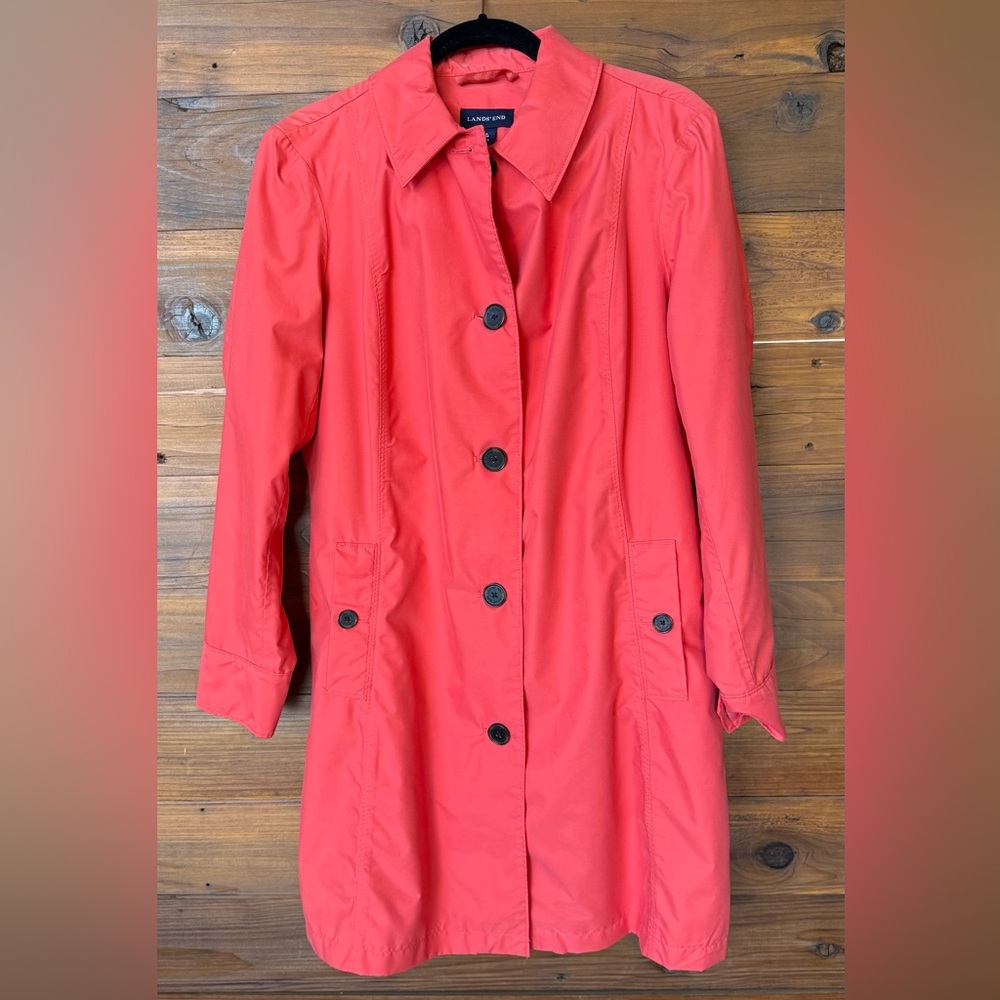 Lands' End Coral Trench coat.